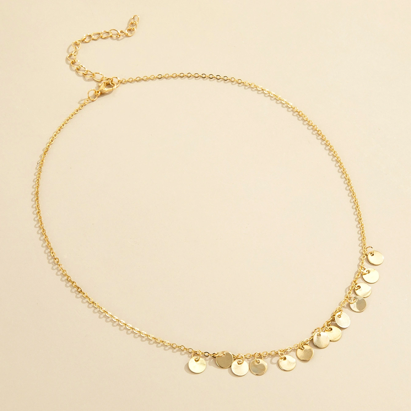 Small Round Piece Pendant Fashion Necklace Tassel Chain