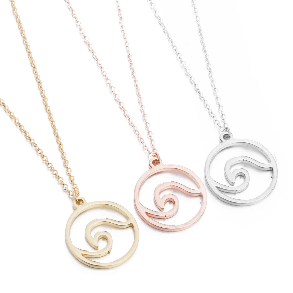 Fashion Hollow Wave Pendant Necklace