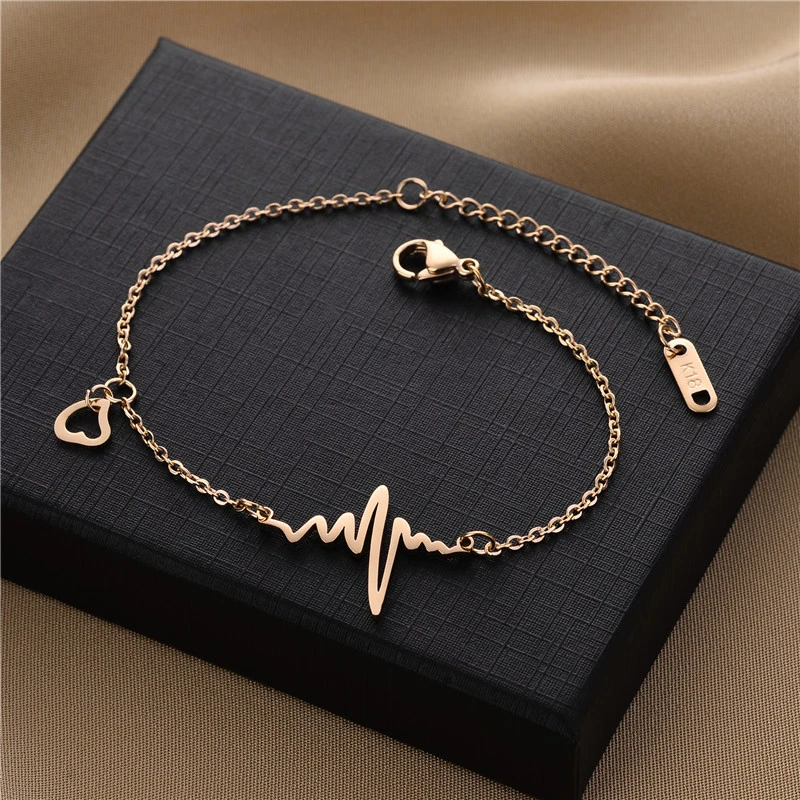 Design Sense Electrocardiogram Titanium Steel Necklace Women