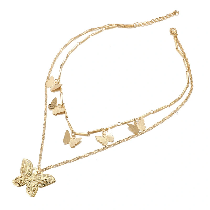 Fashion Hollow Multi-layer Butterfly Necklace