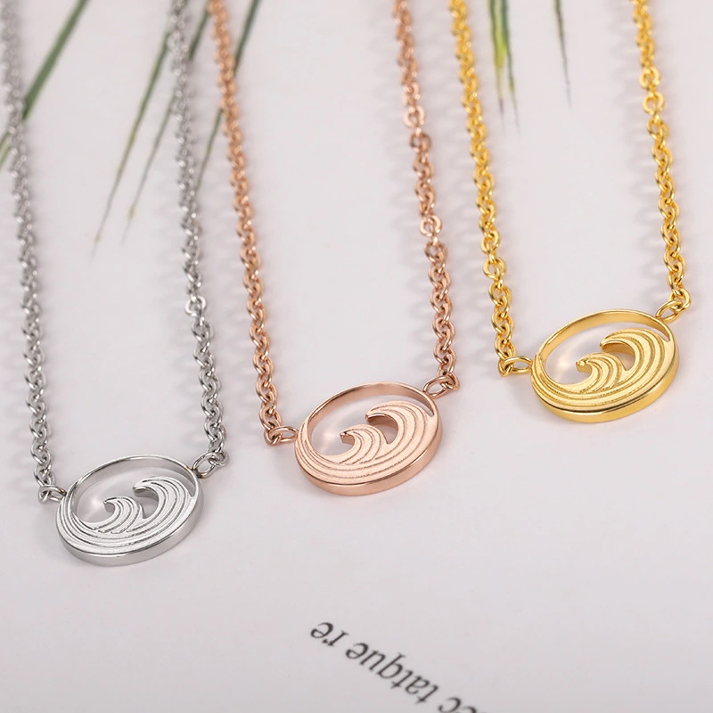 European And American Simple Geometric Pattern Wave Round Necklace