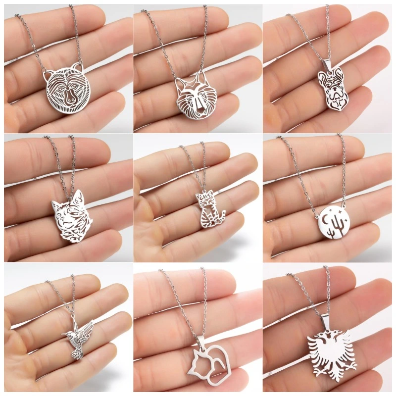 Stainless Steel Animal Pendant Clavicle Chain Necklace Women