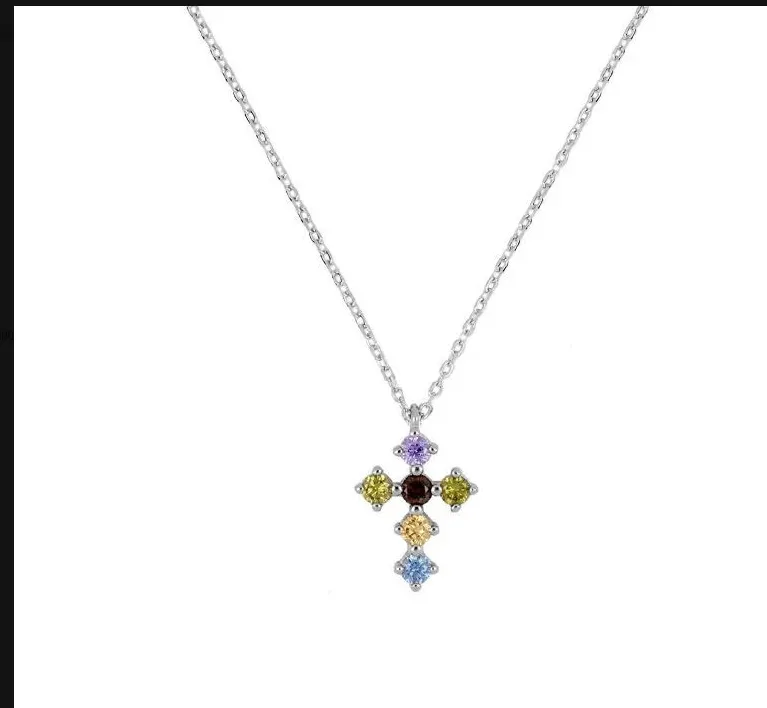 Two-piece Cross Inlaid Zircon Ear Buckle Earrings Necklace