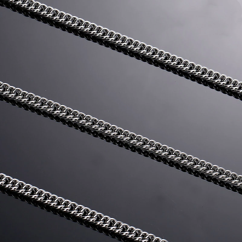 Men's Fashionable Colorless Titanium Steel Necklace Flat Chain Wide Necklace With Chain