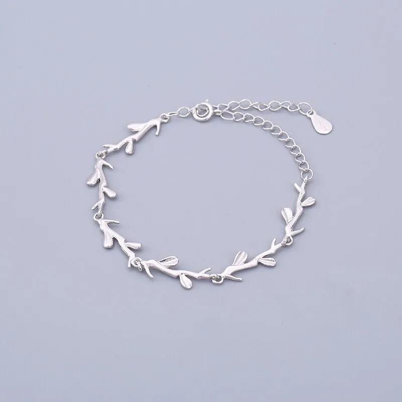 Silver Moonlight Forest Bracelet Women's Simple Branch Forest