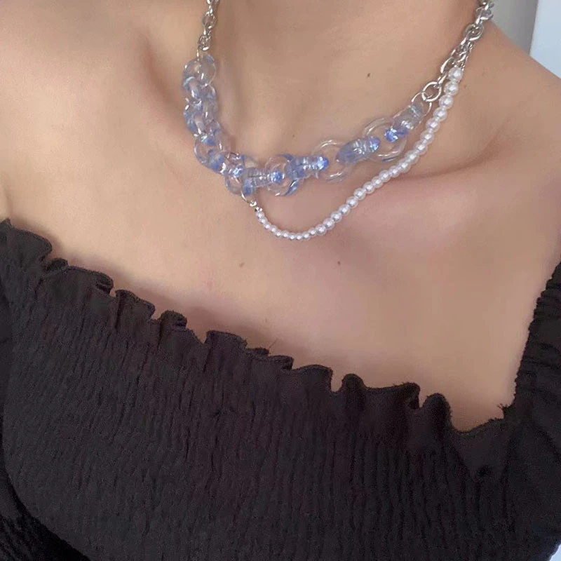 Acrylic Pearl Chain Clavicle Chain Ins Stacked Necklace