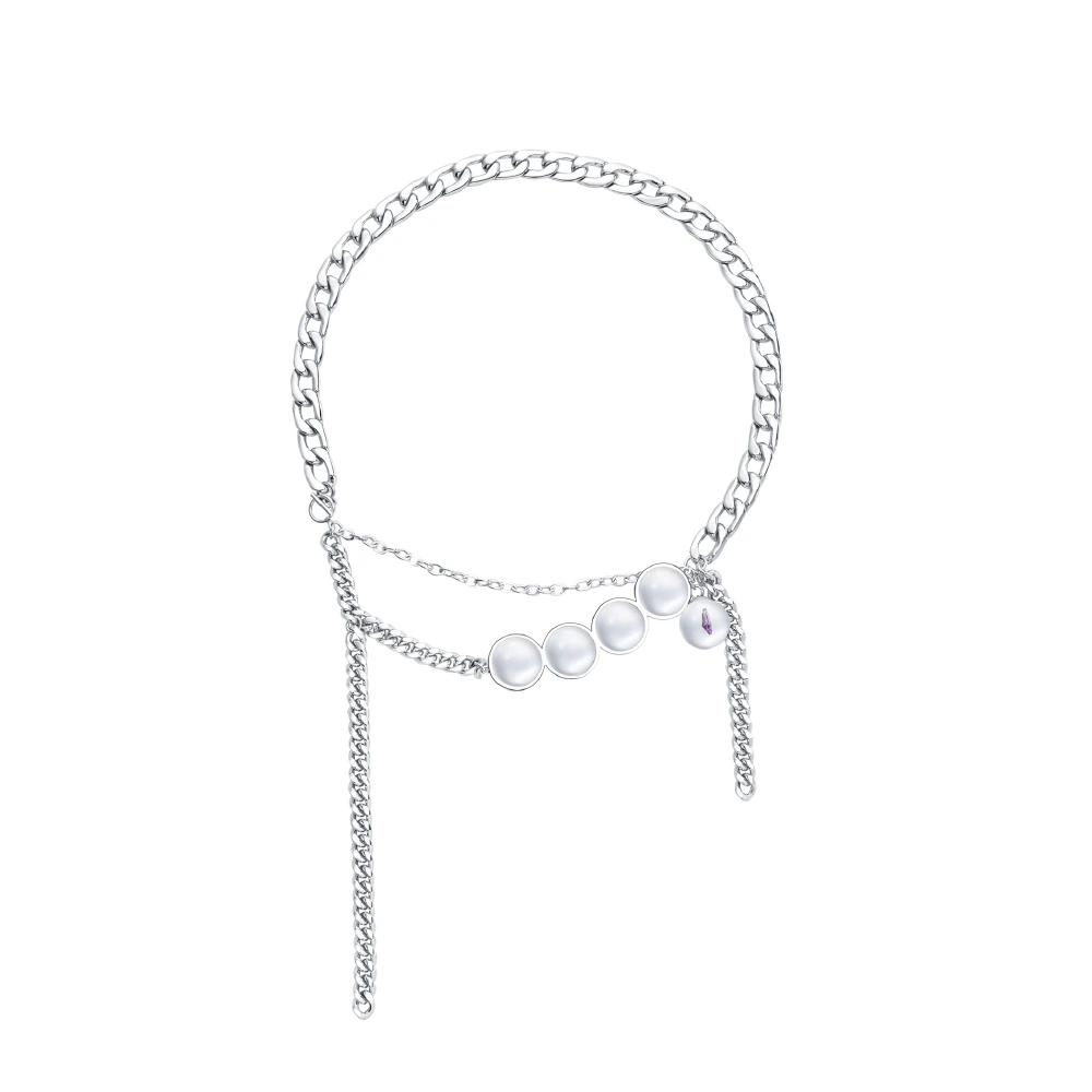 Transparent Pearl Titanium Steel Chain Summer Necklace