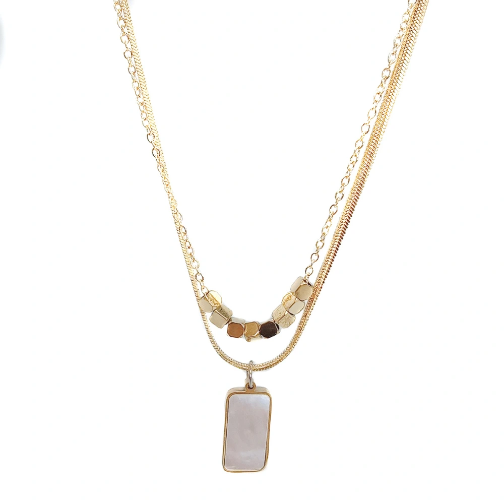 Simple Bafang Lai Cai Necklace Mother Of Pearl Titanium Steel Necklace