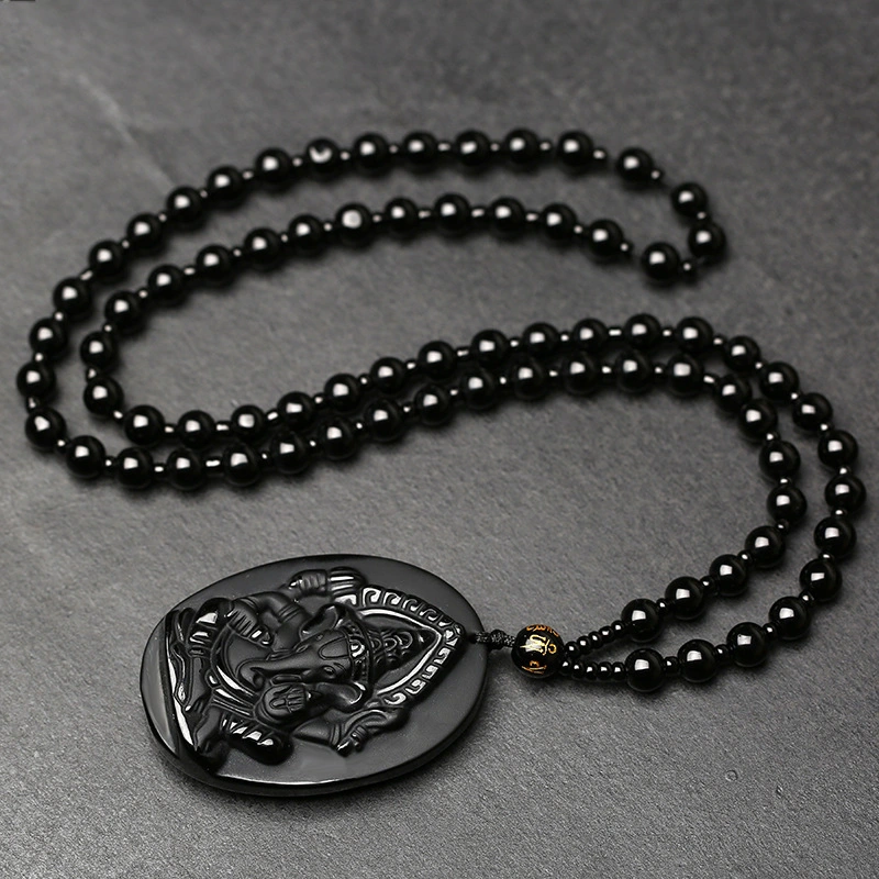 Obsidian Four-Armed Elephant Pendant