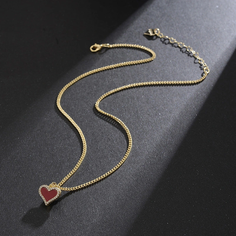 Necklace Female Simple Temperament Black Love Pendant Light Luxury Clavicle Chain