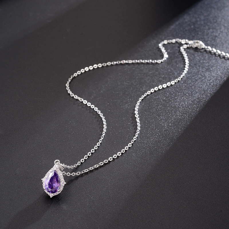 Necklace Korean Style Simple Amethyst Pendant Women