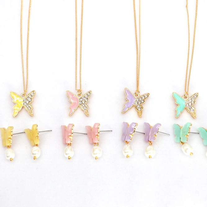 Necklace Korean Niche Butterfly Inlaid Brick Pendant Necklace Clavicle Chain