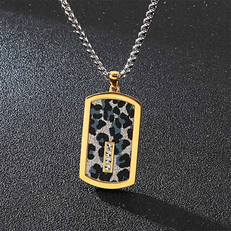 Titanium Steel Long Military Pendant Mesh Stainless Steel Diamond Pendant Necklace Accessories