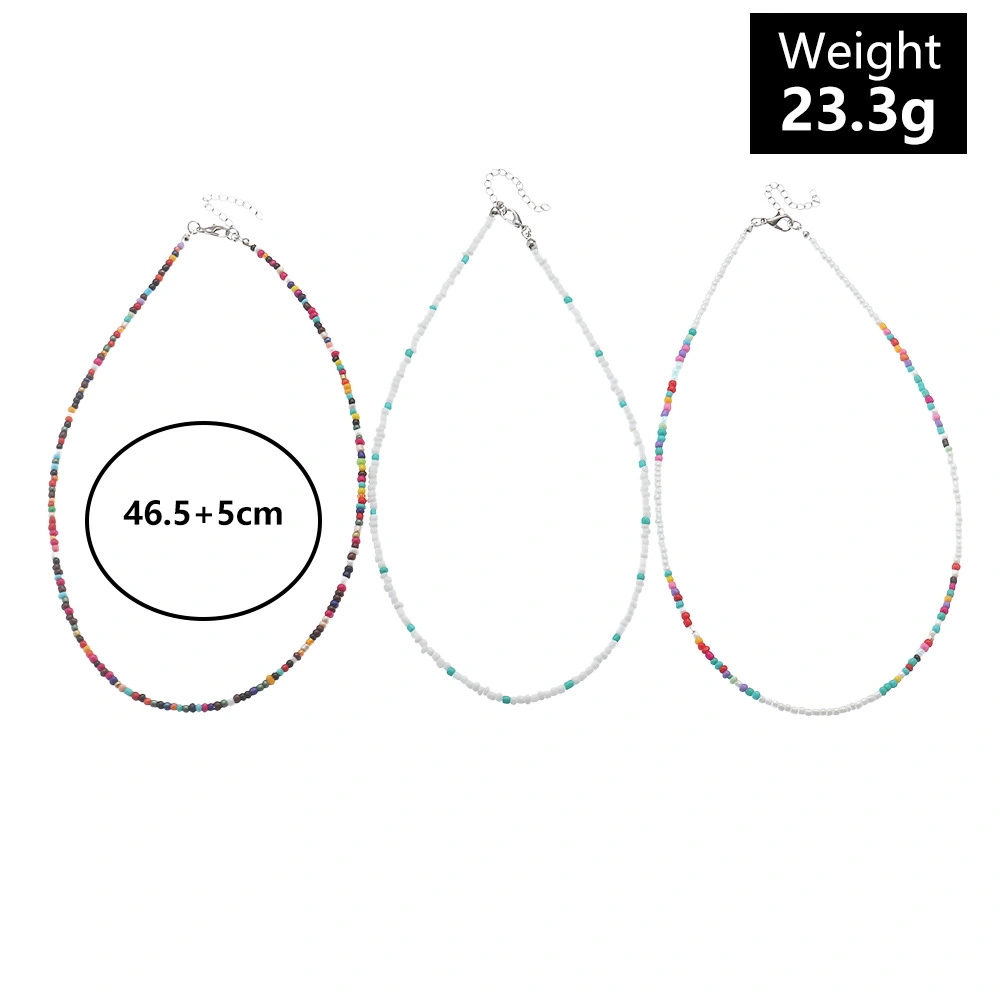 Bohemian Hand-worn Colorful Rice Bead Necklace Ins Stacking Style Temperament Necklace
