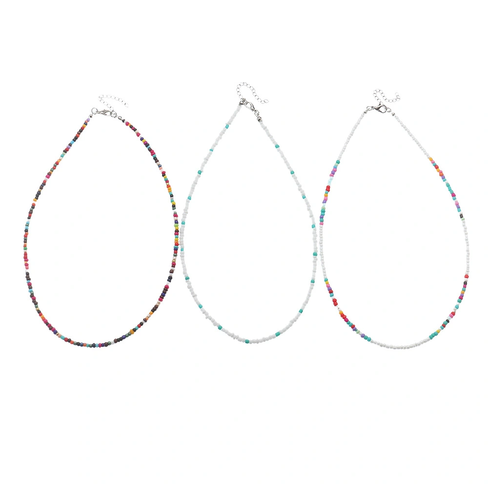 Bohemian Hand-worn Colorful Rice Bead Necklace Ins Stacking Style Temperament Necklace