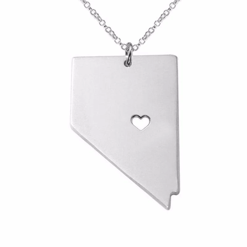 Nevada Map Necklace Electroplating Simple Pendant