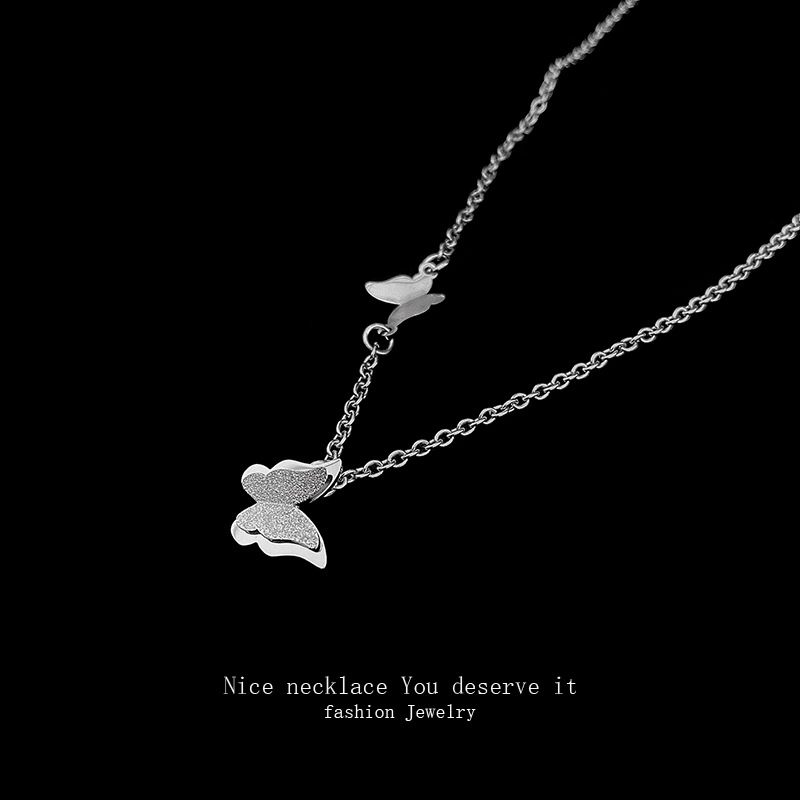 Roman Letter Titanium Steel Butterfly Clavicle Chain