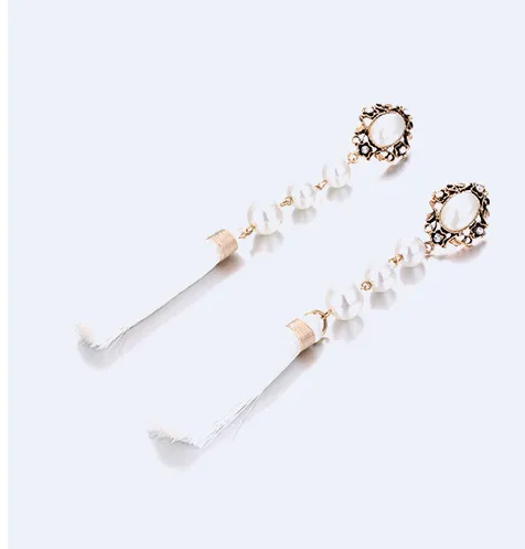 Fashion Pearls European And American Tassel Earrings