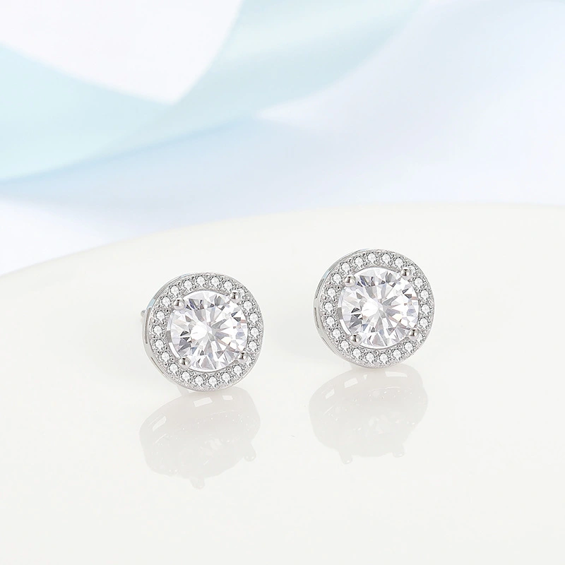 Foreign Trade Jewelry Fashion Personality Full Of Diamond White Earrings