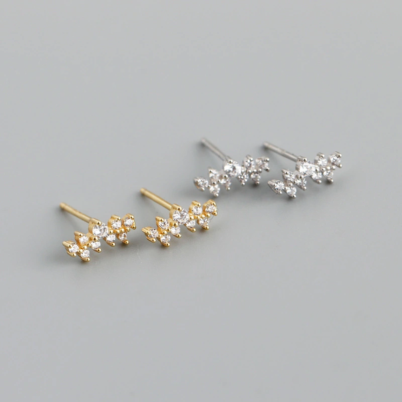 Diamond-studded Zircon Stud Earrings S925 Silver Stud Earrings Earrings