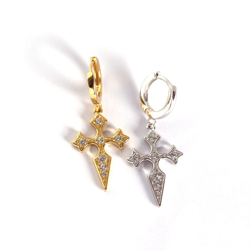 Cross Diamond Baroque Style Earrings