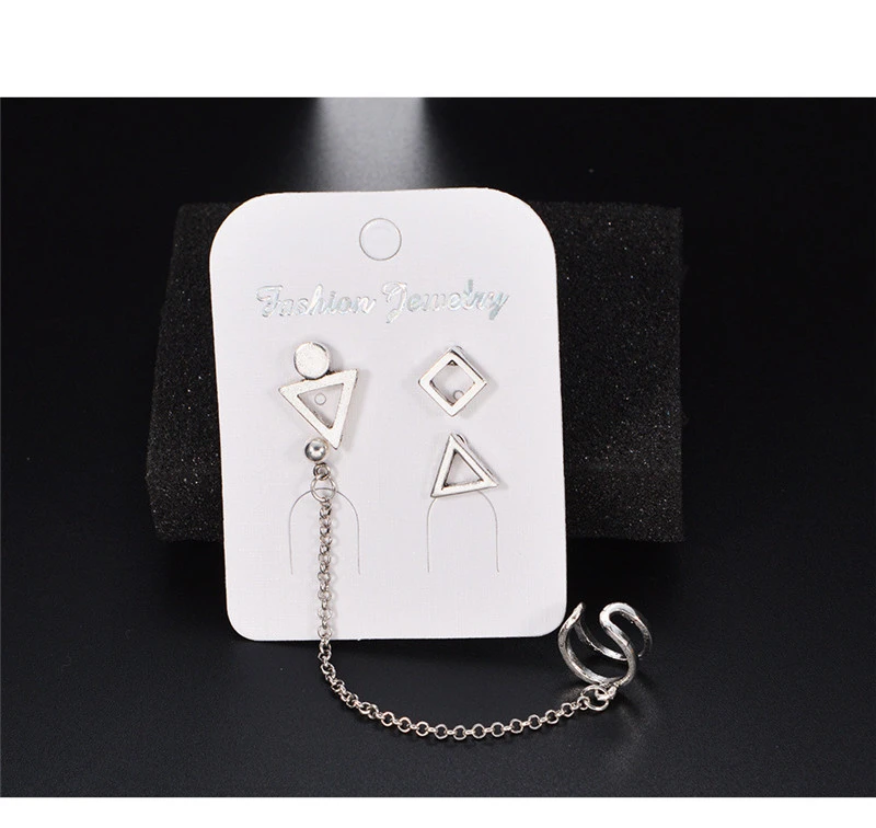 Triangle Retro Multi-pair Earrings Combo Card Set