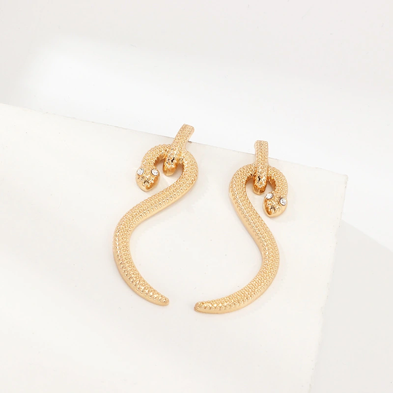 Personality Snake-shaped Earrings Trendy Metal Curved Geometric Stud Earrings