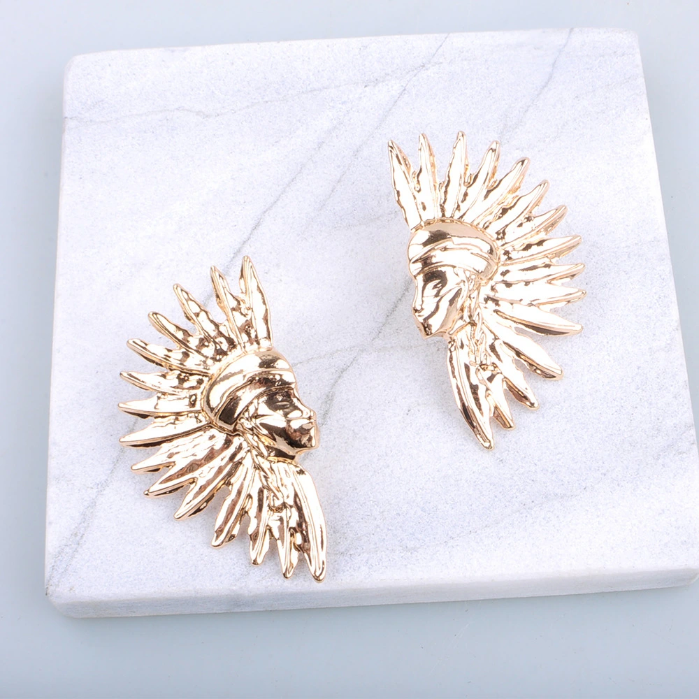 Ethnic Style Indian Head Alloy Earrings Women