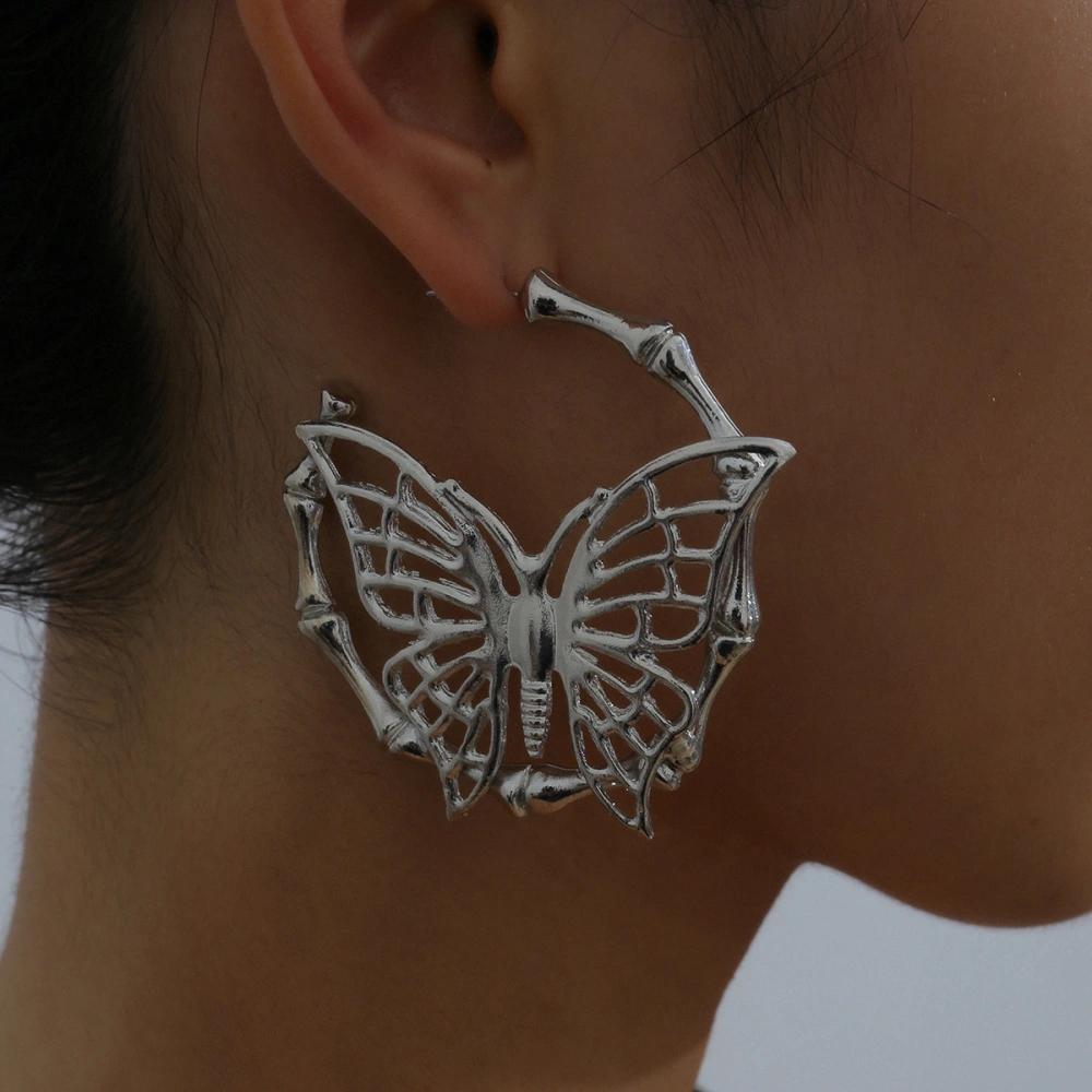 Fashion Simple Hollow Butterfly Embossed Earrings