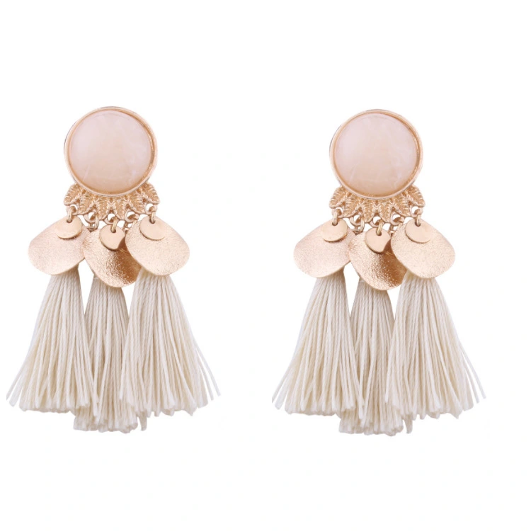 Colorful Alloy Tassel Earrings With Diamond Temperament