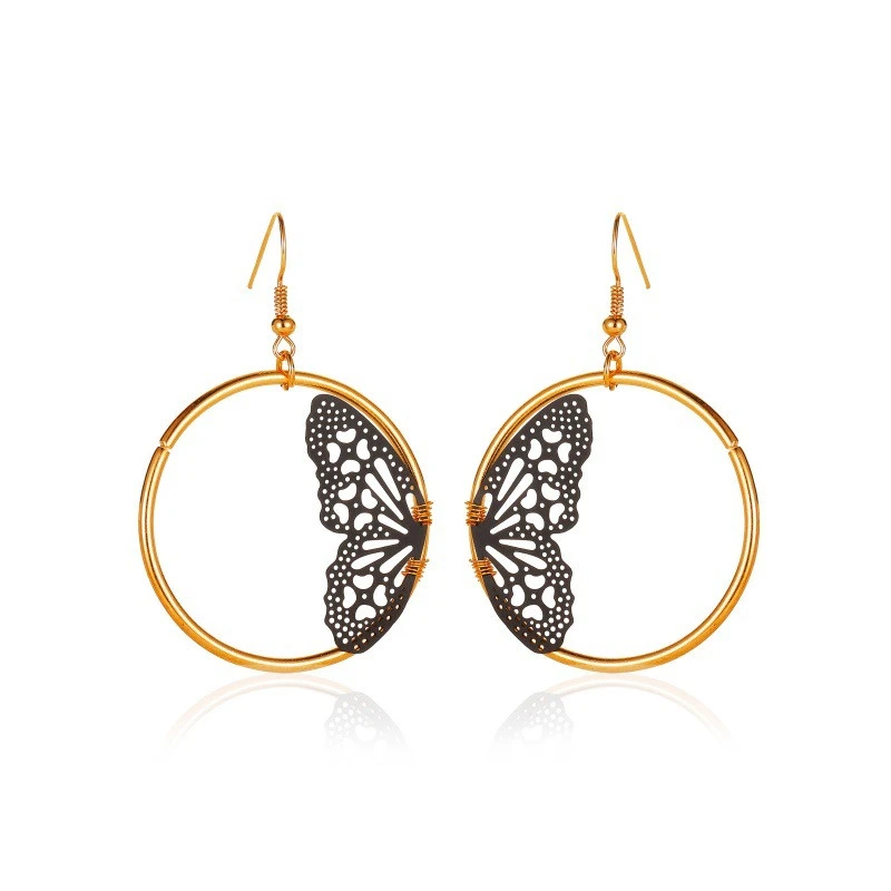 Creative Lace Butterfly Earrings Female Simple Retro