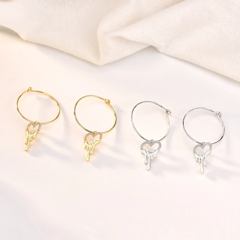 Women's Sterling Silver Key Earrings