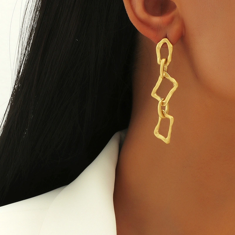 Long Chain Geometric Exaggerated Earrings