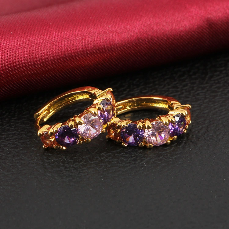 Fashion Jewelry Color Inlaid Zircon Tooth-shaped Earrings Earrings Cross-border Fashion Accessories