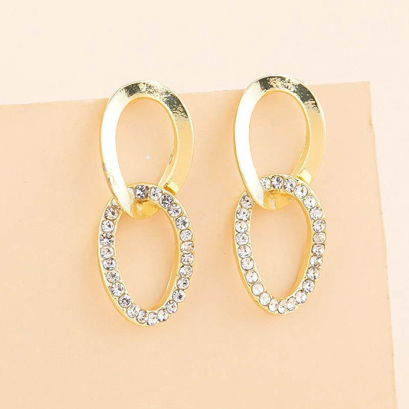 Jewelry Factory Wholesale Gold Ring Buckle With Diamond Earrings