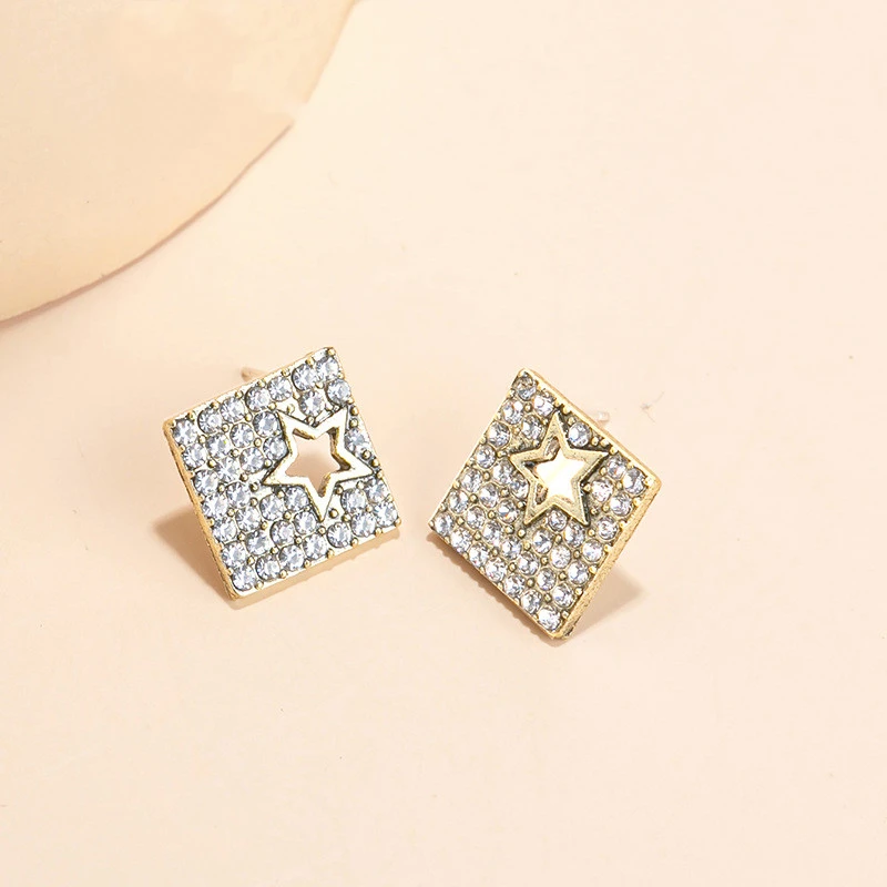 New Jewelry Wholesale Retro Golden Geometric Stud Earrings