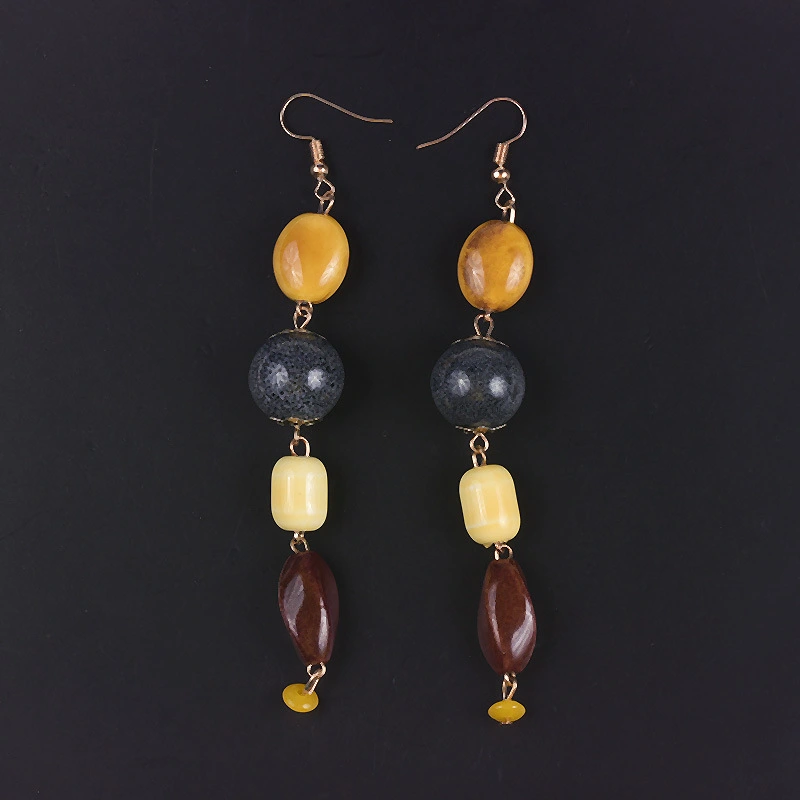 Foreign Trade Hot New Product Earrings  Handmade Pottery Bead Tassel Earrings