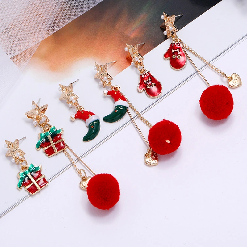 Female Asymmetrical Hair Ball Earrings Earrings Earrings