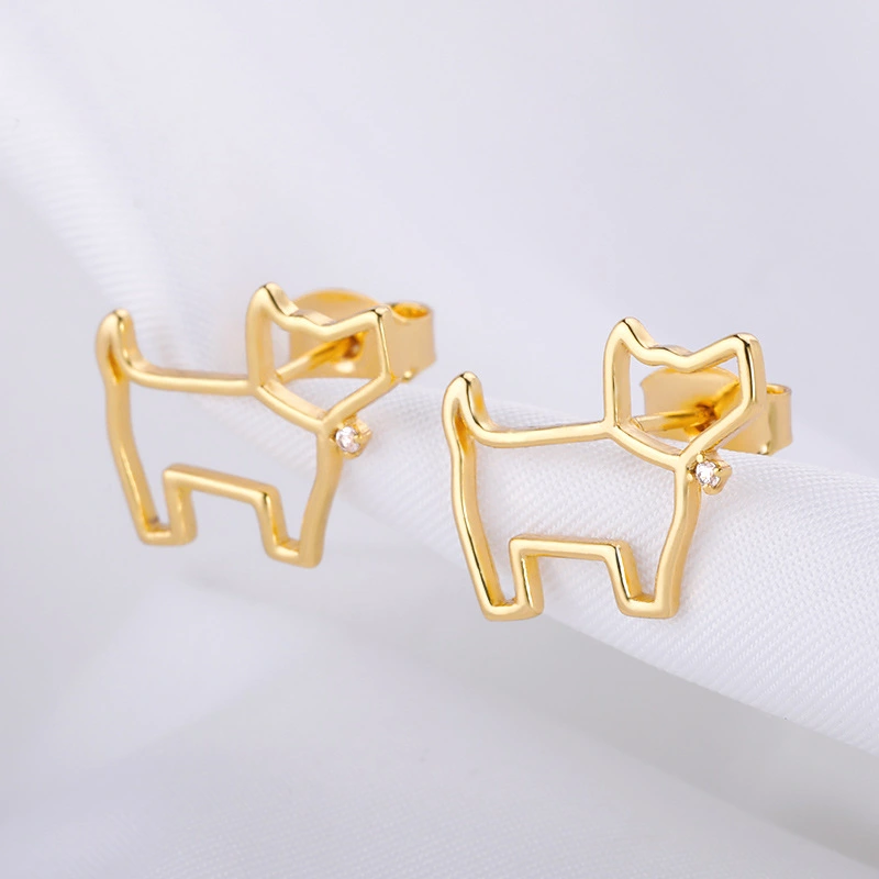 AliExpress New 18k Gold-plated Puppy Stainless Steel Earrings