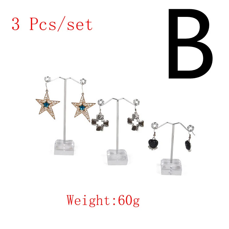 Mini Metal Earring Stand Acrylic Three-piece Earrings Earrings Display Stand Jewelry Stand