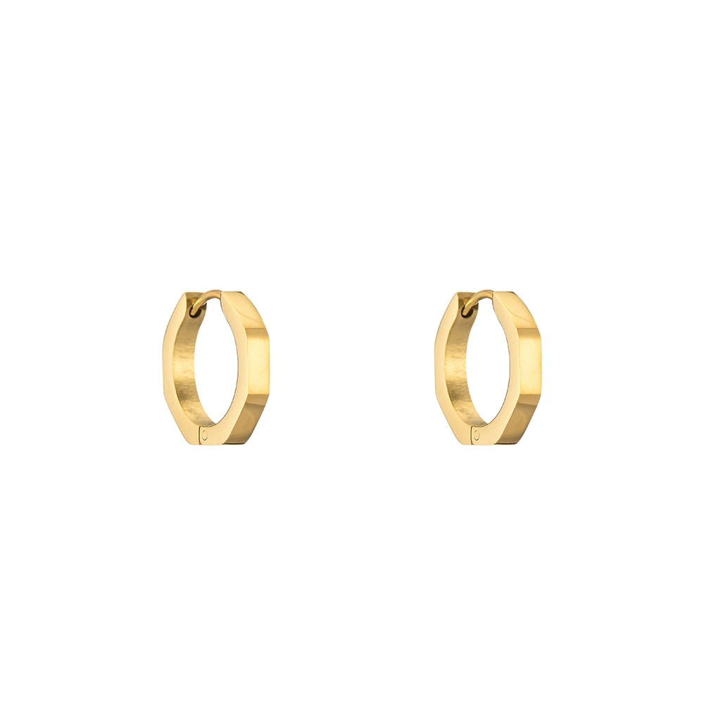 Stainless Steel Gold-plated Earrings Simple Geometric Hexagon