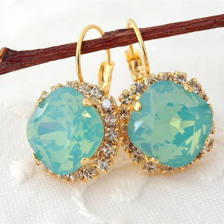 Fashion Temperament Rhinestone Blue Zircon Ladies Earrings