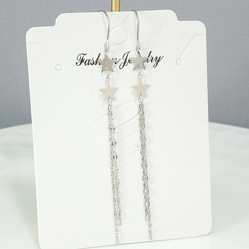 S925 Sterling Silver Earrings Five-pointed Star Tassel Ear Line