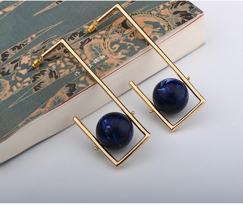 Exaggerated Geometric Earrings Synthetic Stone Ball Earrings