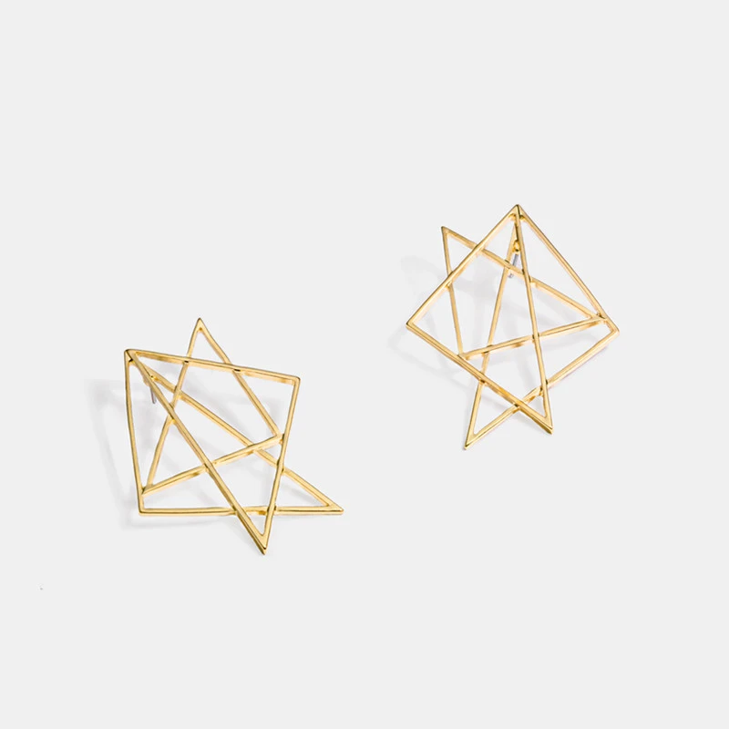 Star Earrings Female Irregular Geometry Hollow Alloy Earrings