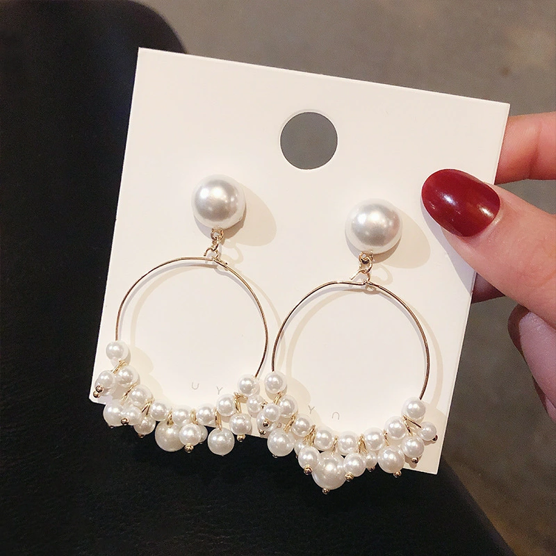 Pearl Elegant Sweet Temperament Geometric Round Earrings