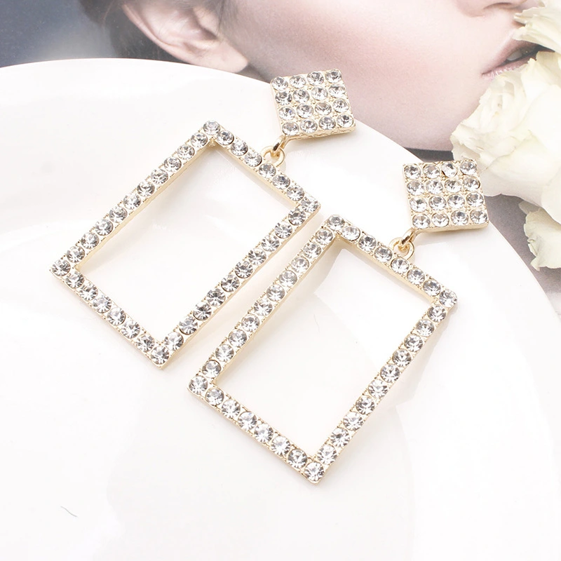 Simple Style Ladies Diamond Geometric Square Earrings