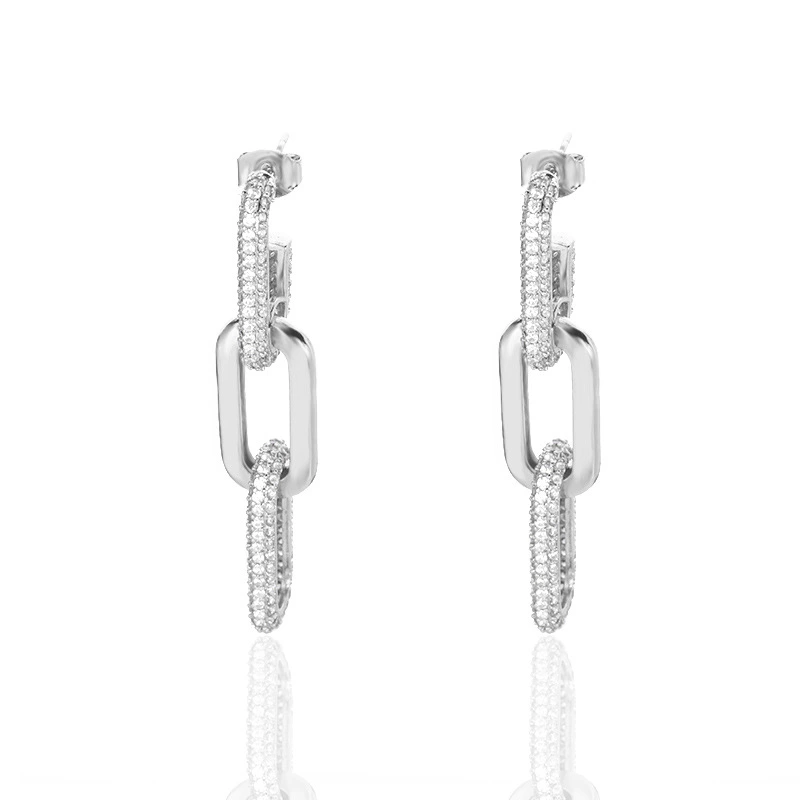 Geometric Tassel Earrings Ladies Hip Hop Chain Earrings Zircon Earrings