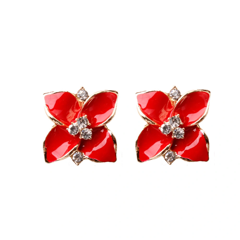 Multicolor Flower Stud Earrings With Diamonds