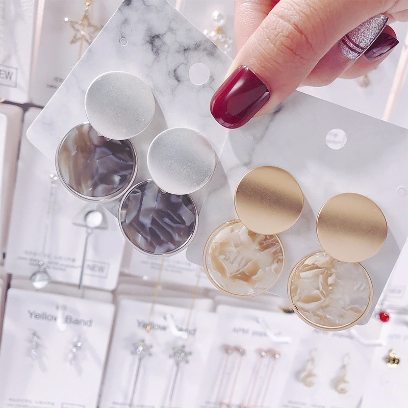 Matte Marbled Earrings With Silver Pins
